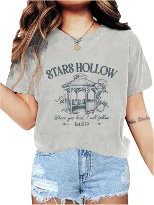 SOLY HUX Women's Graphic Tees Letter Print Short Sleeve Round Neck Summer Tops Vintage T Shirt