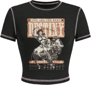 SOLY HUX Women's Vintage Graphic Tees Crop Tops Short Sleeve Letter Western Cowgirls Y2k T Shirt