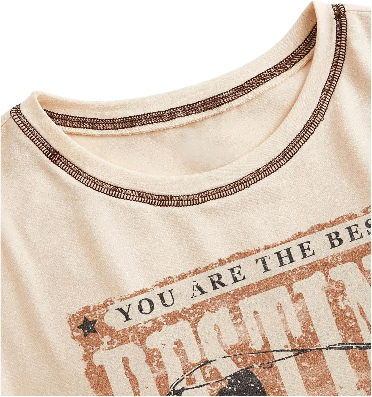 SOLY HUX Women's Vintage Graphic Tees Crop Tops Short Sleeve Letter Western Cowgirls Y2k T Shirt