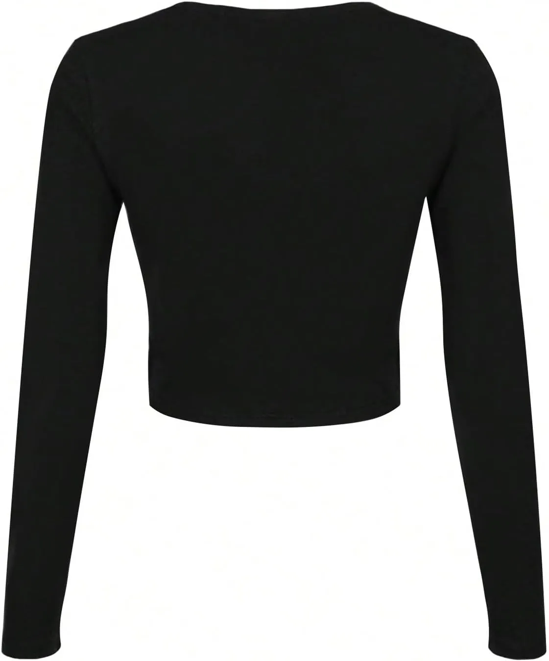 SOLY HUX Women's Y2k Graphic Crop Tops Notched V Neck Long Sleeve T Shirt Vintage Tees