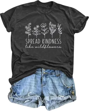 T&Twenties Floral T Shirt for Women Boho Wildflower Blessed Graphic Tees Funny Inspirational Short Sleeve Casual Tops
