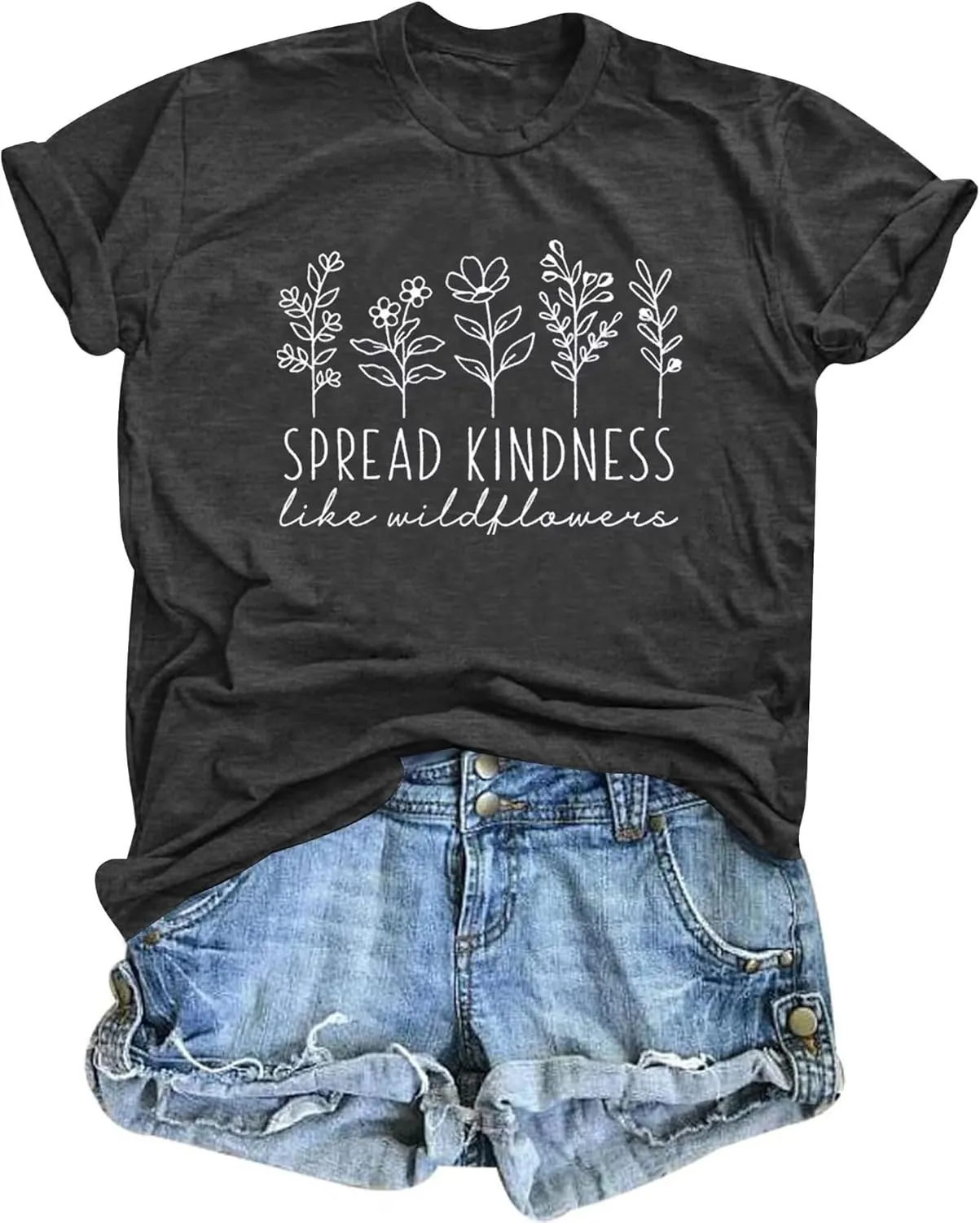 T&Twenties Floral T Shirt for Women Boho Wildflower Blessed Graphic Tees Funny Inspirational Short Sleeve Casual Tops