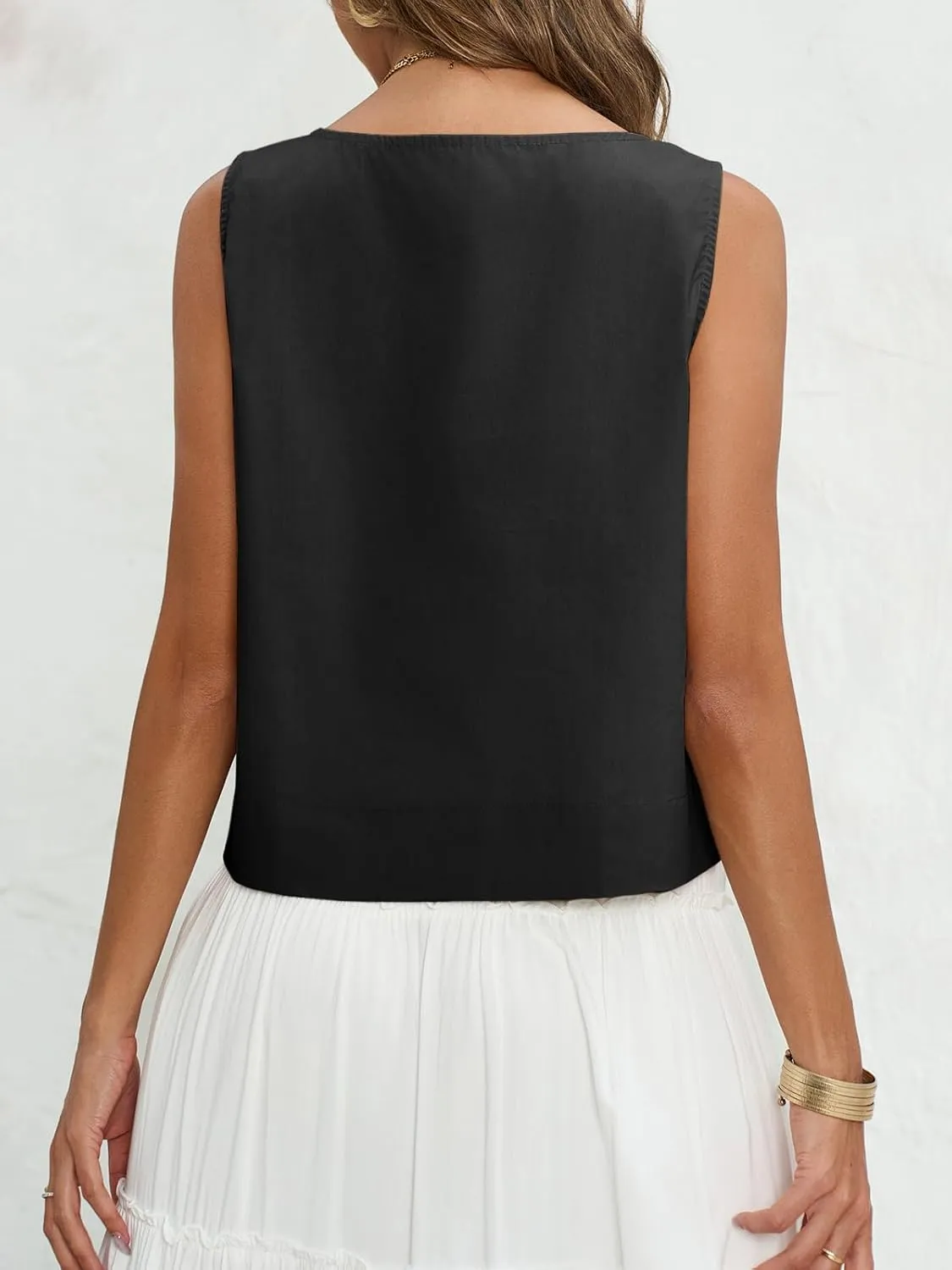 Tankaneo Womens Tie Front Vest Tops Cotton Summer Fashion Tank Shirts Y2k Going Out Sleeveless Tees