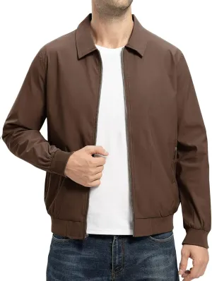 TBMPOY Mens Lightweight Jackets Casual Stylish Windbreakers for Men Light Track Jacket Laydown Collar Fall Golf Coats