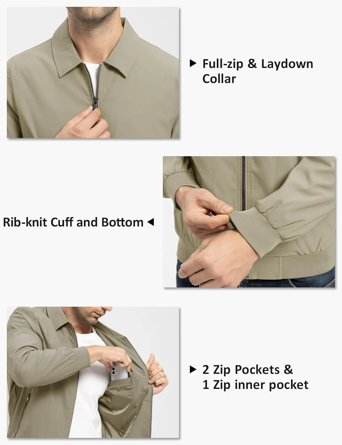 TBMPOY Mens Lightweight Jackets Casual Stylish Windbreakers for Men Light Track Jacket Laydown Collar Fall Golf Coats
