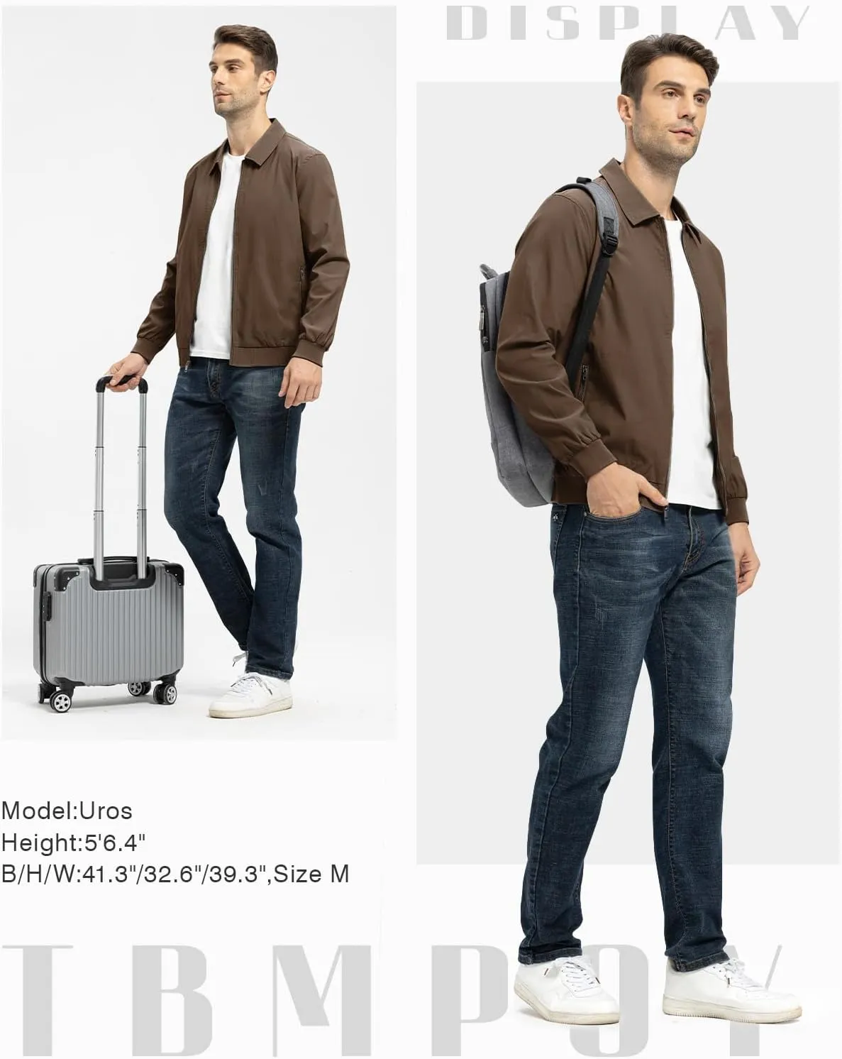 TBMPOY Mens Lightweight Jackets Casual Stylish Windbreakers for Men Light Track Jacket Laydown Collar Fall Golf Coats