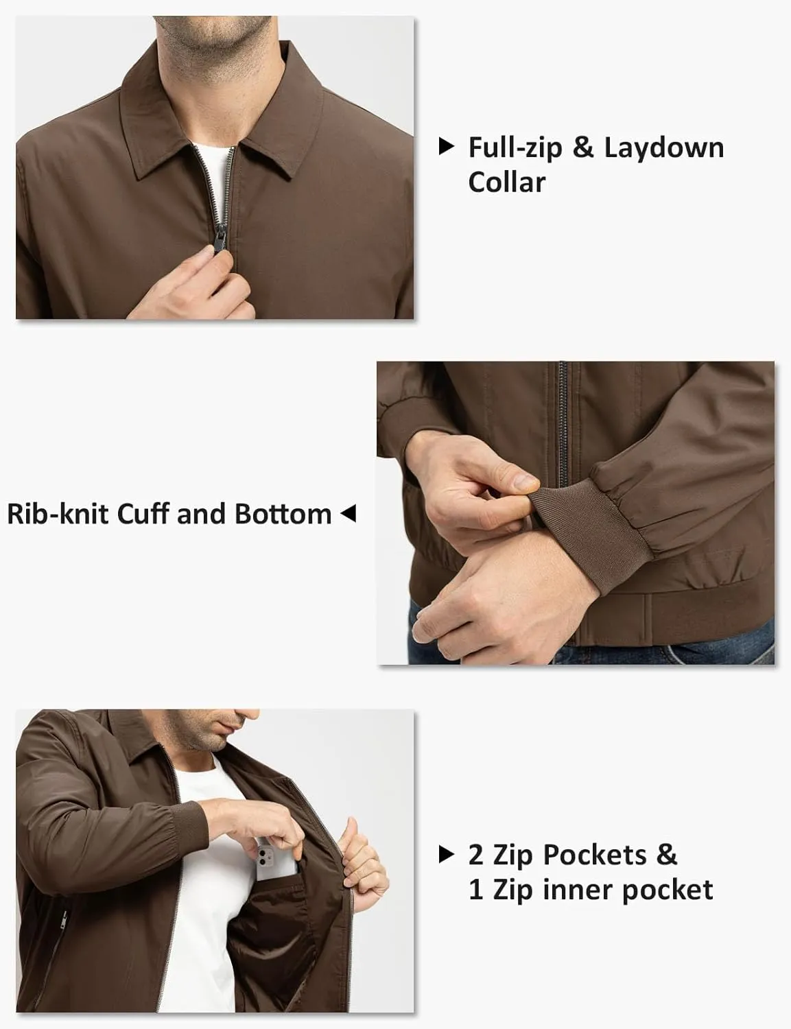 TBMPOY Mens Lightweight Jackets Casual Stylish Windbreakers for Men Light Track Jacket Laydown Collar Fall Golf Coats