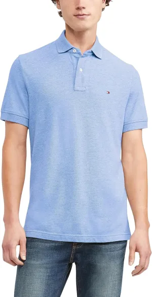 Tommy Hilfiger Men's Polo Shirt Classic Fit, Malaga Blue Heather Small