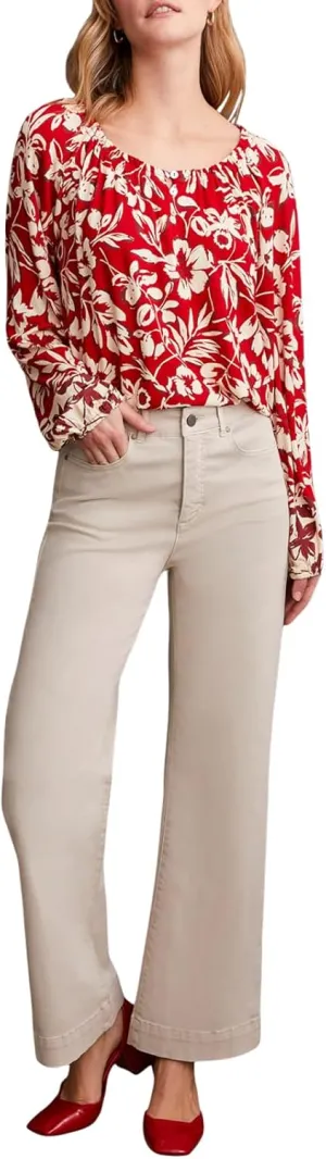 Tribal Women's Comfort Stretch Fly Front Wide Leg Pants