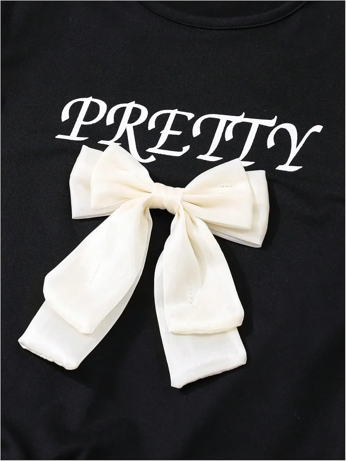 Verdusa Cute Outfits for Girls 10-12 Bows Summer Clothes Graphic Tees with Straight Leg Jeans Set