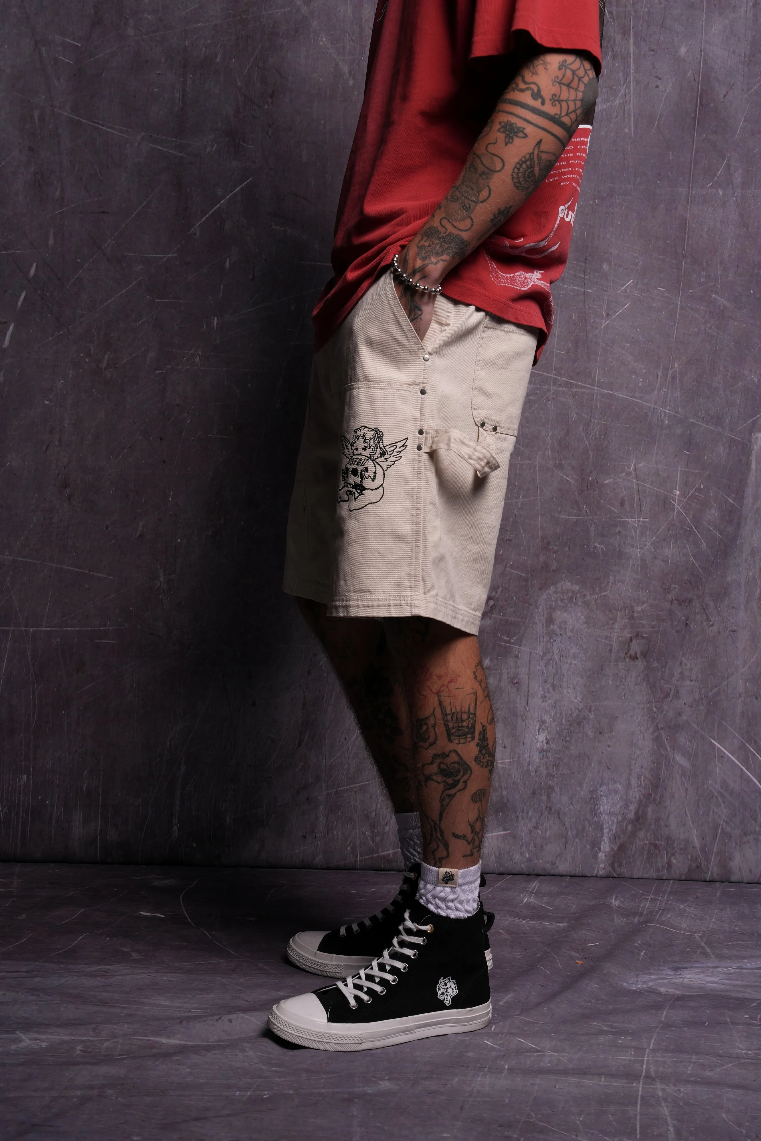Wolf Rose Clark Utility Shorts in Cream