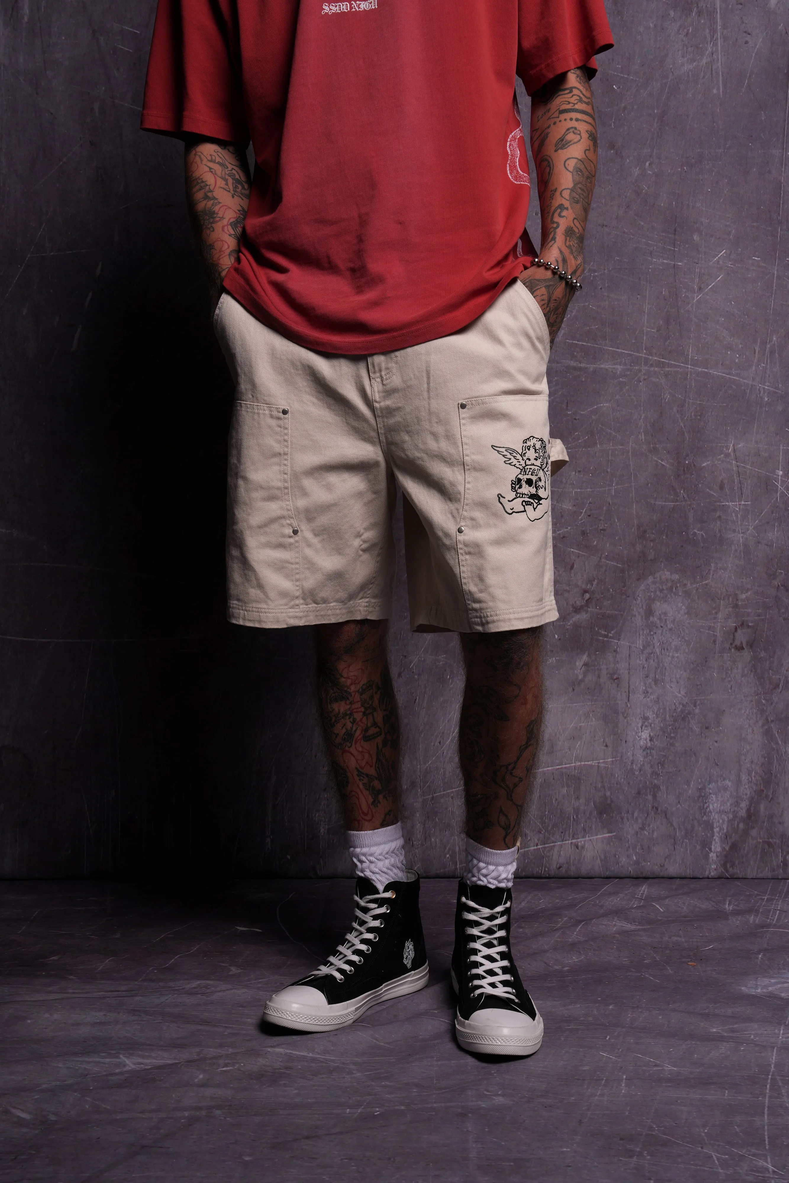 Wolf Rose Clark Utility Shorts in Cream