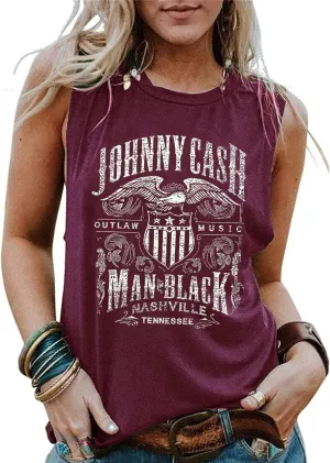 Women Funny Letter Print Country Music Tank Top Women Novelty Graphic Country Music Shirt Loose O Neck Sleeveless Vest