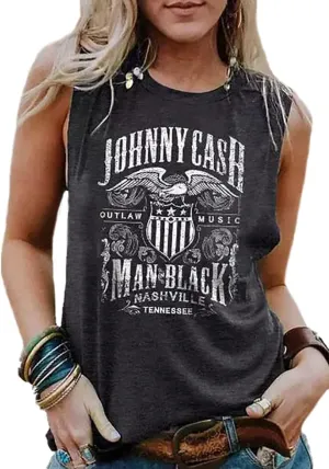 Women Funny Letter Print Country Music Tank Top Women Novelty Graphic Country Music Shirt Loose O Neck Sleeveless Vest