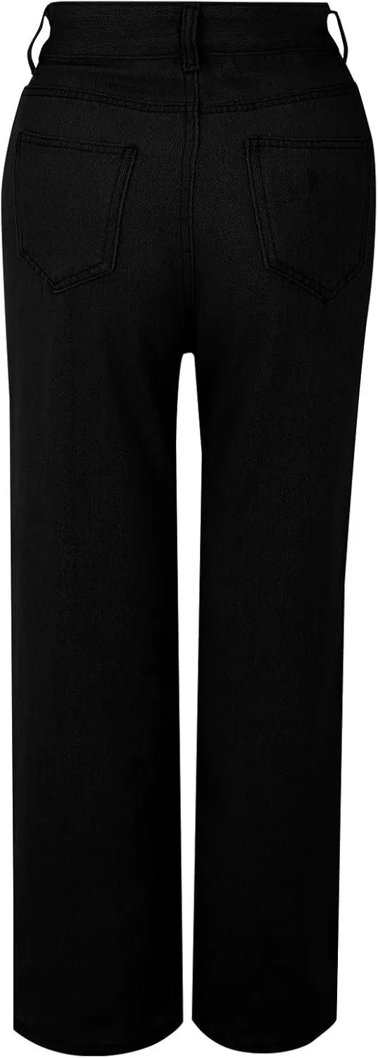 Women's High Waisted Wide Leg Jeans with Forward Pockets Trendy Casual Denim Pants for Comfort and Style Everyday