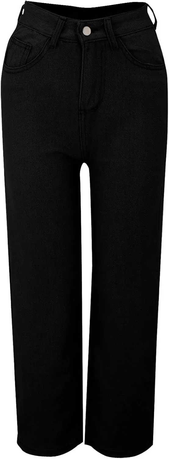 Women's High Waisted Wide Leg Jeans with Forward Pockets Trendy Casual Denim Pants for Comfort and Style Everyday