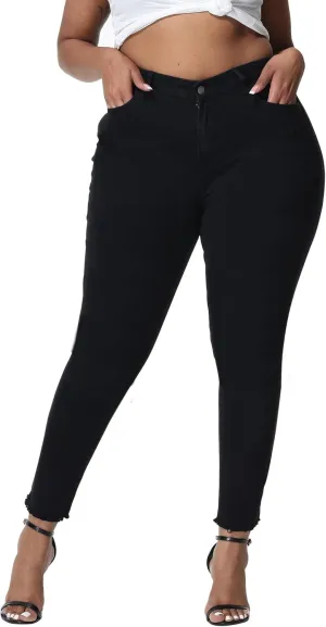 Womens Plus Size Skinny Jeans High Waisted Stretchy Classic Ankle Jean