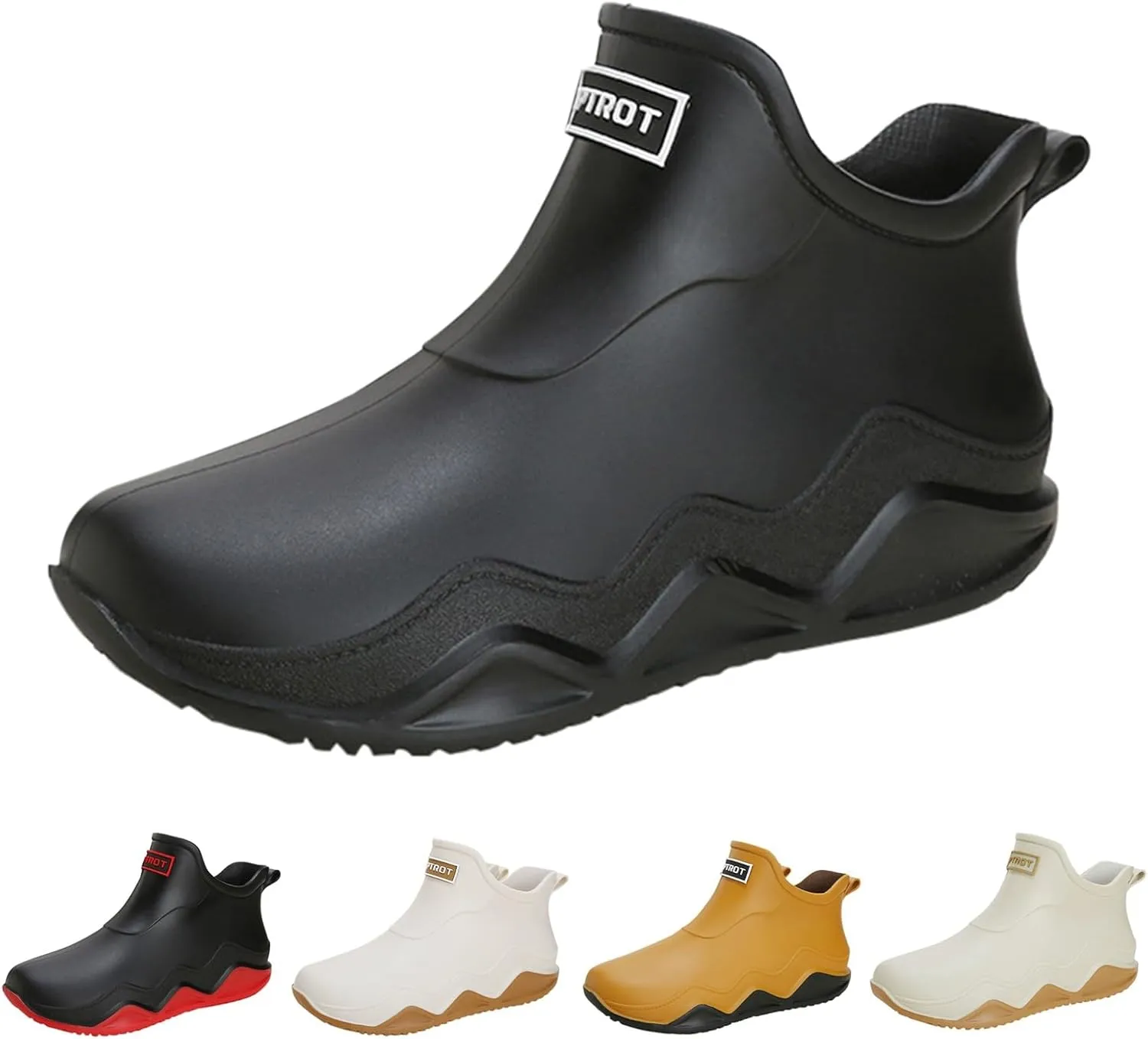 Womens Rain Boots Wide Width Slip On Barefoot Shoes Mens Rain Boots Non-Slip Rubber Waterproof Fishing Shoes