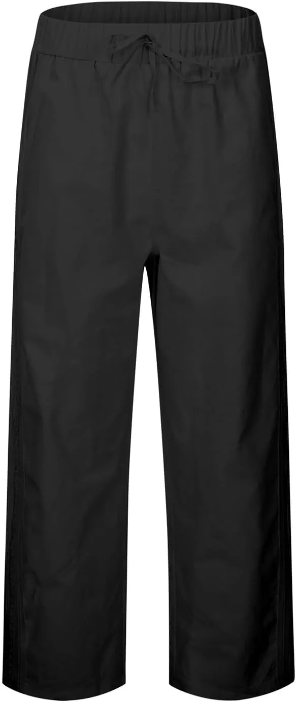 Women's Summer Cotton Linen Pants Drawstring Elastic Waist Wide Leg Baggy Pants Comfort Dress Trousers with Pockets