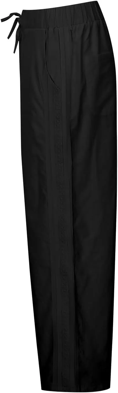 Women's Summer Cotton Linen Pants Drawstring Elastic Waist Wide Leg Baggy Pants Comfort Dress Trousers with Pockets