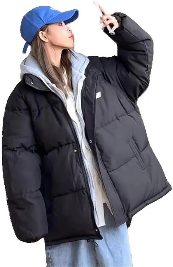 Xingfenly Men' Fake Two-piece Cotton-padded Winter Thickened Couple Hooded Coat Zipper Buttons Long Sleeves Tops