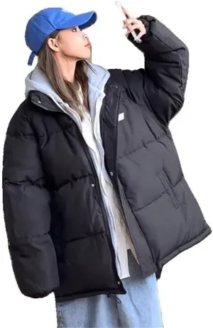 Xingfenly Men' Fake Two-piece Cotton-padded Winter Thickened Couple Hooded Coat Zipper Buttons Long Sleeves Tops